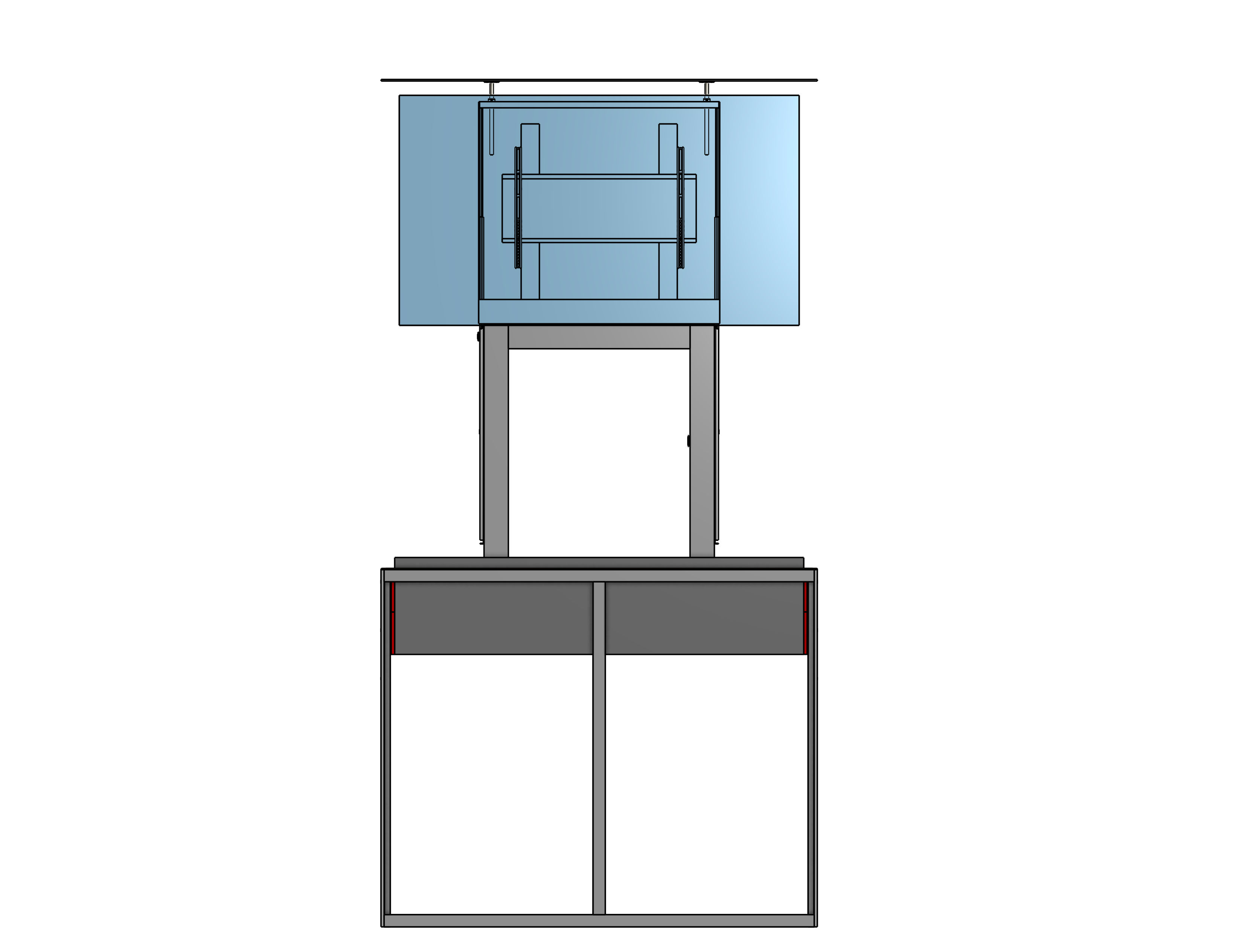 Outdoor 2-Stage Lift For A 75 Inch TV -- Travel: 80 Inches -- Lift Capacity: 300 Pounds  -- Model BGD-80-30-75 - Auton Motorized Systems