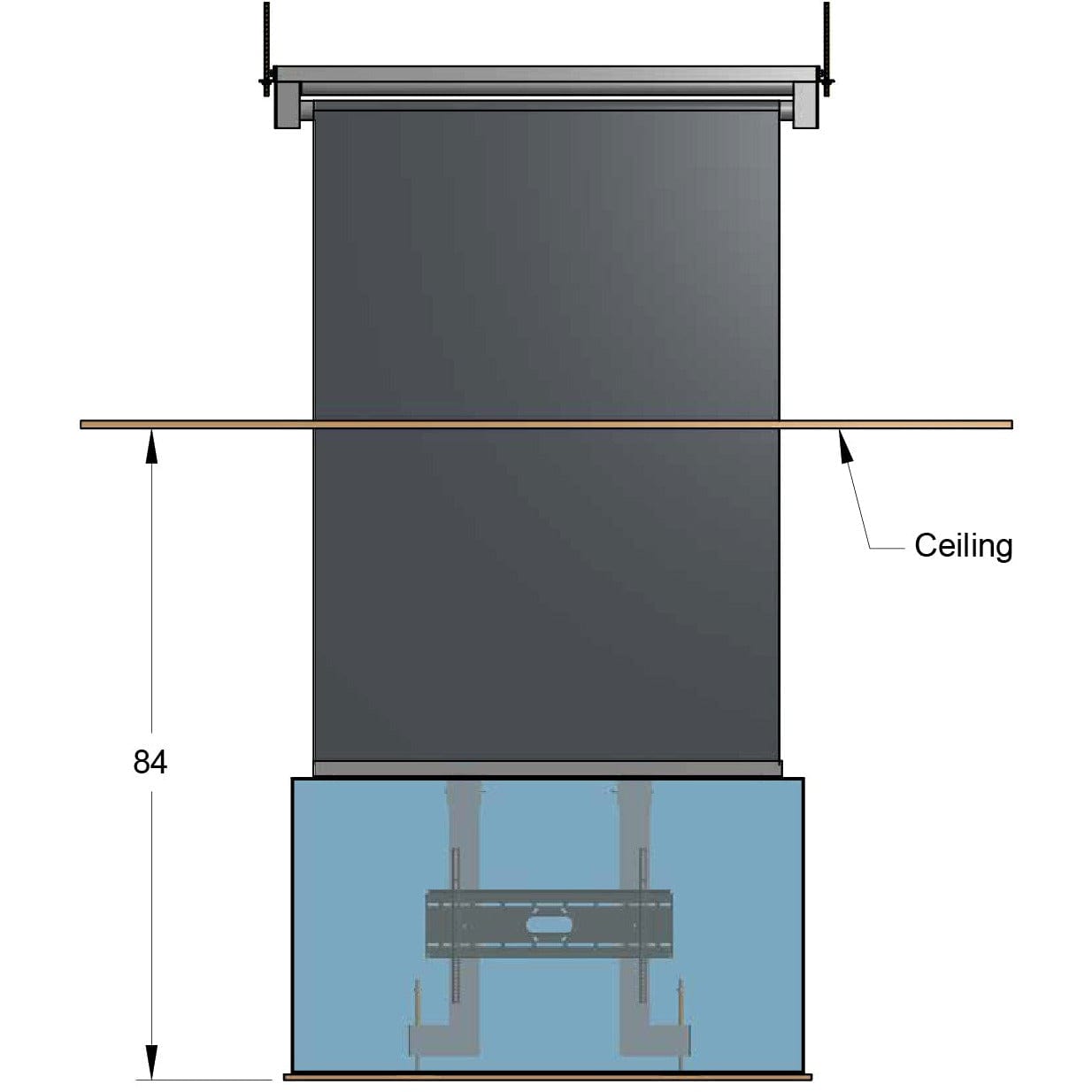 Model ET-84-85 Drop-Down Attic Mount For An 85 Inch TV - Auton Motorized Systems