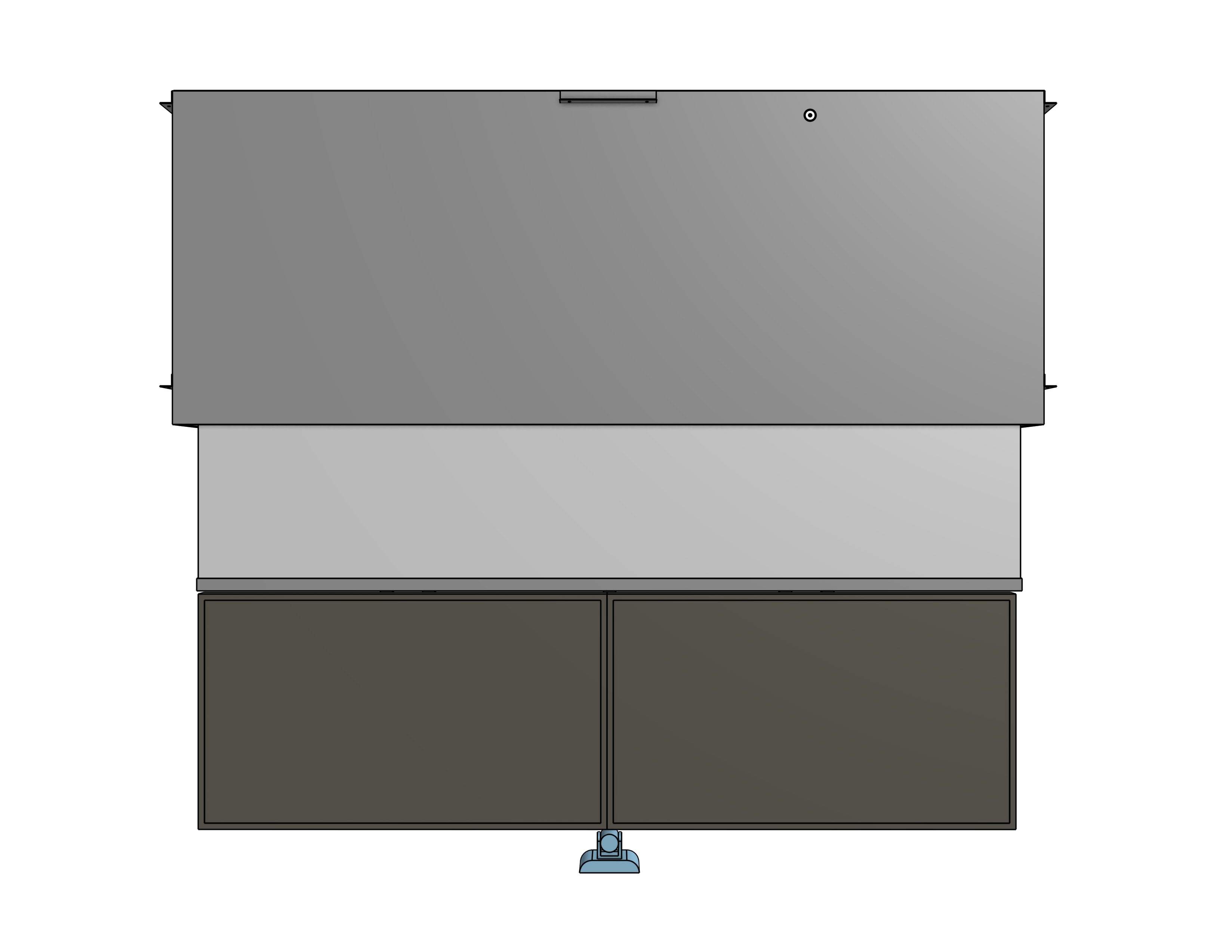 Dual Screen + Camera Mount In Plenum Enclosure - Fits Two 75 Inch Monitors - Cap: 300 lbs Model DET-7230-75 - Auton Motorized Systems