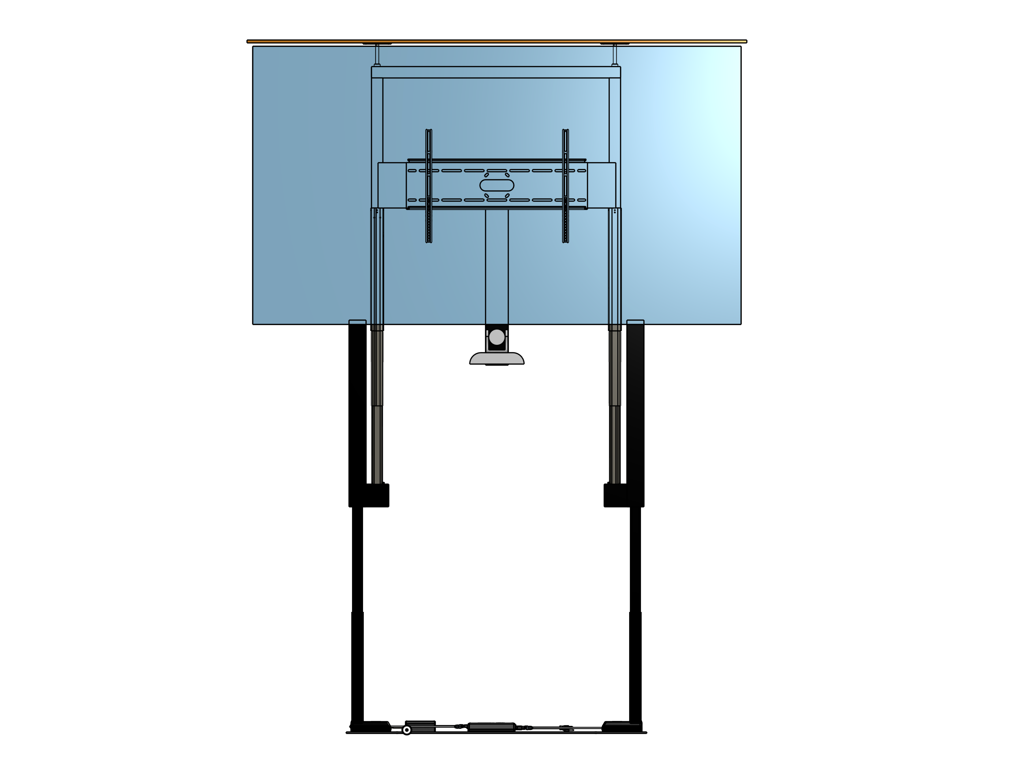 TV Lift - Cabinet Mounted - For 98 Inch TV & PTZ Camera - Travel: 64 Inches - Model TPL-6422-98+PTZ - Auton Motorized Systems