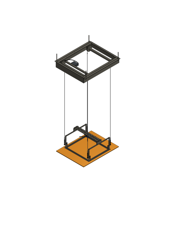 Model LPP-8415  Steel Cable Projector Lift  Capacity: 150 lb.  Travel: 84"