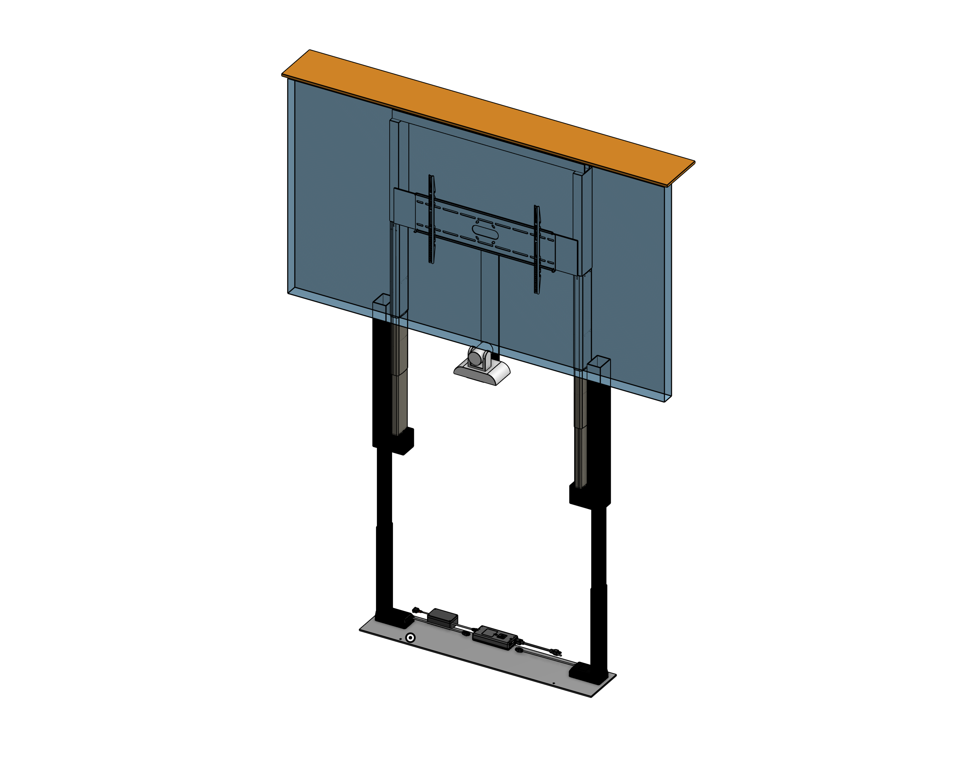 TV Lift - Cabinet Mounted - For 98 Inch TV & PTZ Camera - Travel: 64 Inches - Model TPL-6422-98+PTZ - Auton Motorized Systems